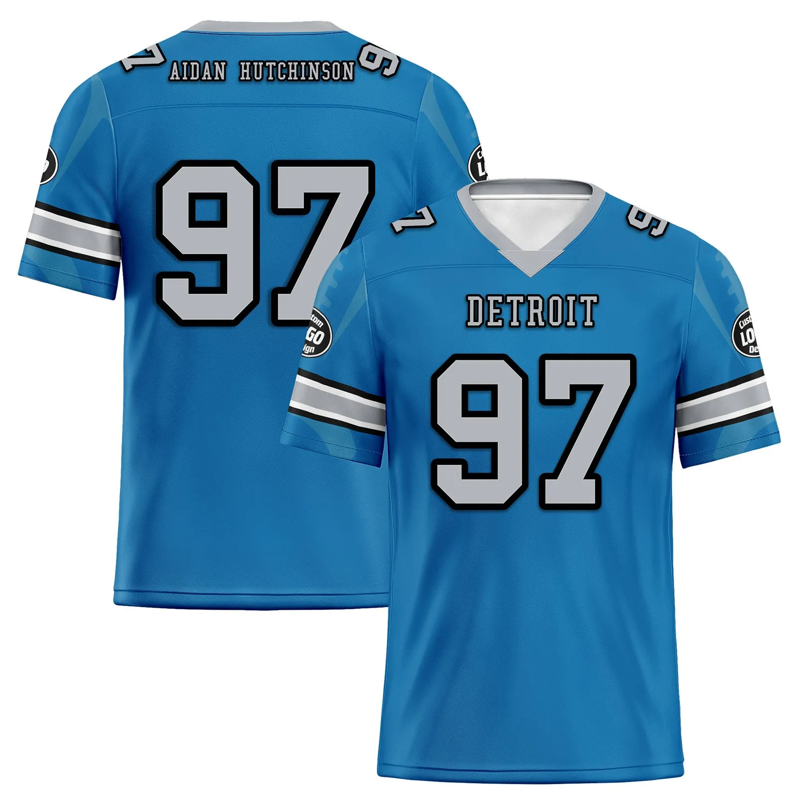 Custom Blue Detroit Football Jersey and Sports Shoes Combo Offer Personalized Combo ZH-D025008-9