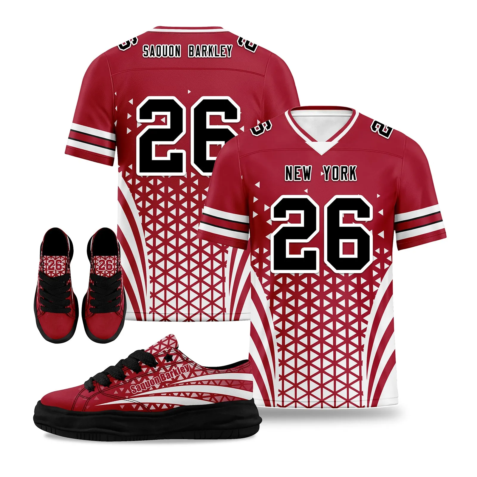 Custom Blue White New York Football Jersey and Sports Shoes Combo Offer Personalized Combo ZH-D023031-21