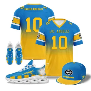 Custom Blue Yellow Los Angeles Football MaxSoul Shoes and Hat Combo Offer Personalized Combo ZH-D020268-22