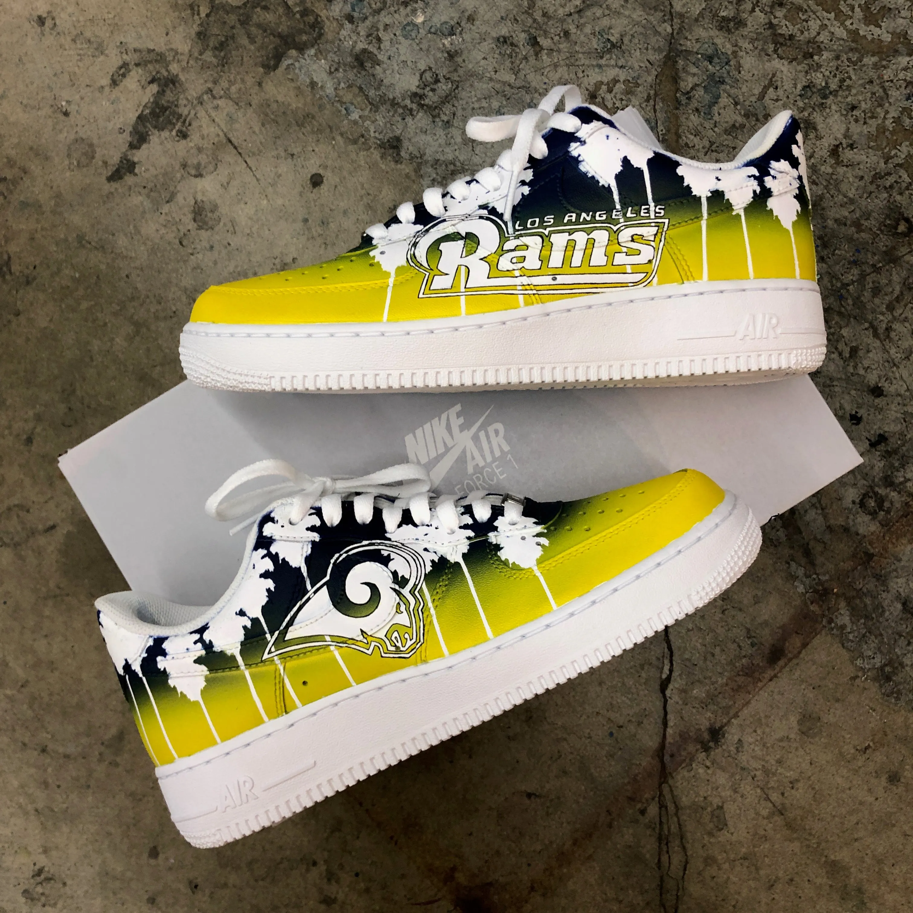 Custom Hand Painted Football Los Angeles Rams Nike Air Force 1 Low