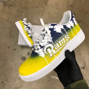 Custom Hand Painted Football Los Angeles Rams Nike Air Force 1 Low