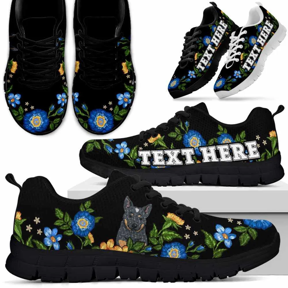 Custom Name Australian Cattle Sneaker, Heeler Colorful Floral Flower Dog Lovers Sneakers Gym Running Shoes, Best Running Shoes