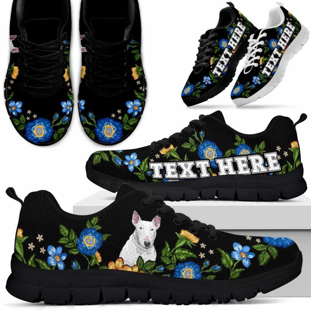 Custom Name Bull Terrier Sneaker, Bull Terrier Colorful Floral Flower Dog Lovers Sneakers Gym Running Shoes, Best Running Shoes