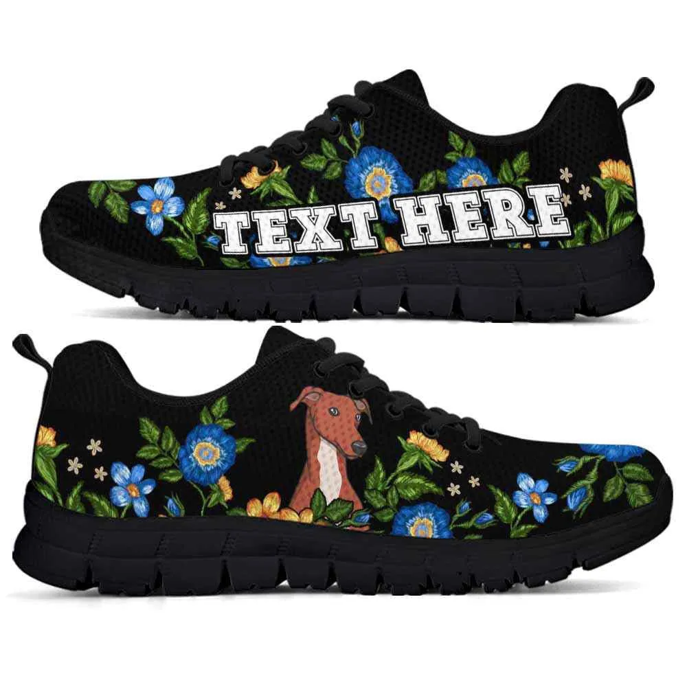 Custom Name Greyhound Sneaker, Greyhound Colorful Floral Flower Dog Lovers Sneakers Gym Running Shoes, Best Running Shoes