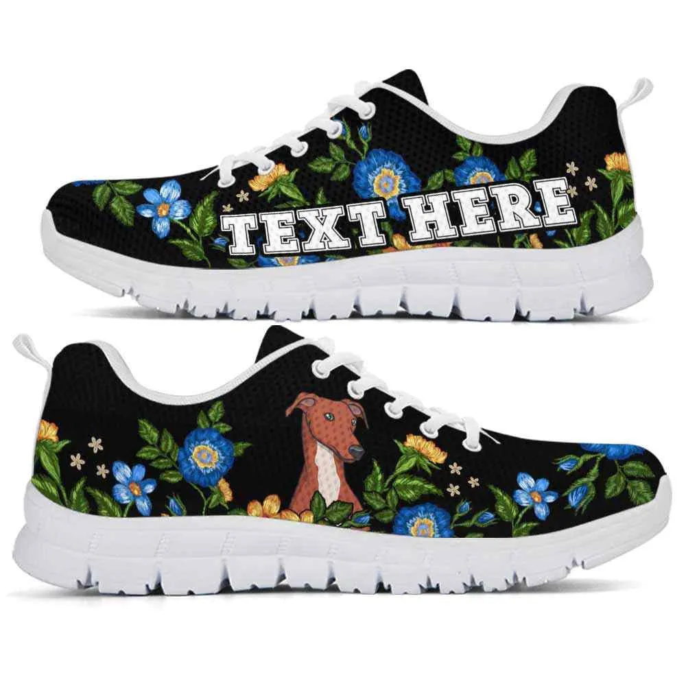 Custom Name Greyhound Sneaker, Greyhound Colorful Floral Flower Dog Lovers Sneakers Gym Running Shoes, Best Running Shoes