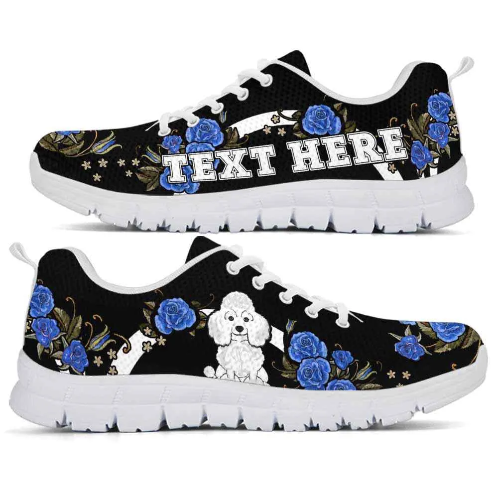 Custom Name Poodle Sneaker, Poodle Dog Lovers Sneakers Gym Rose Blue Flower Running Shoes, Best Running Shoes