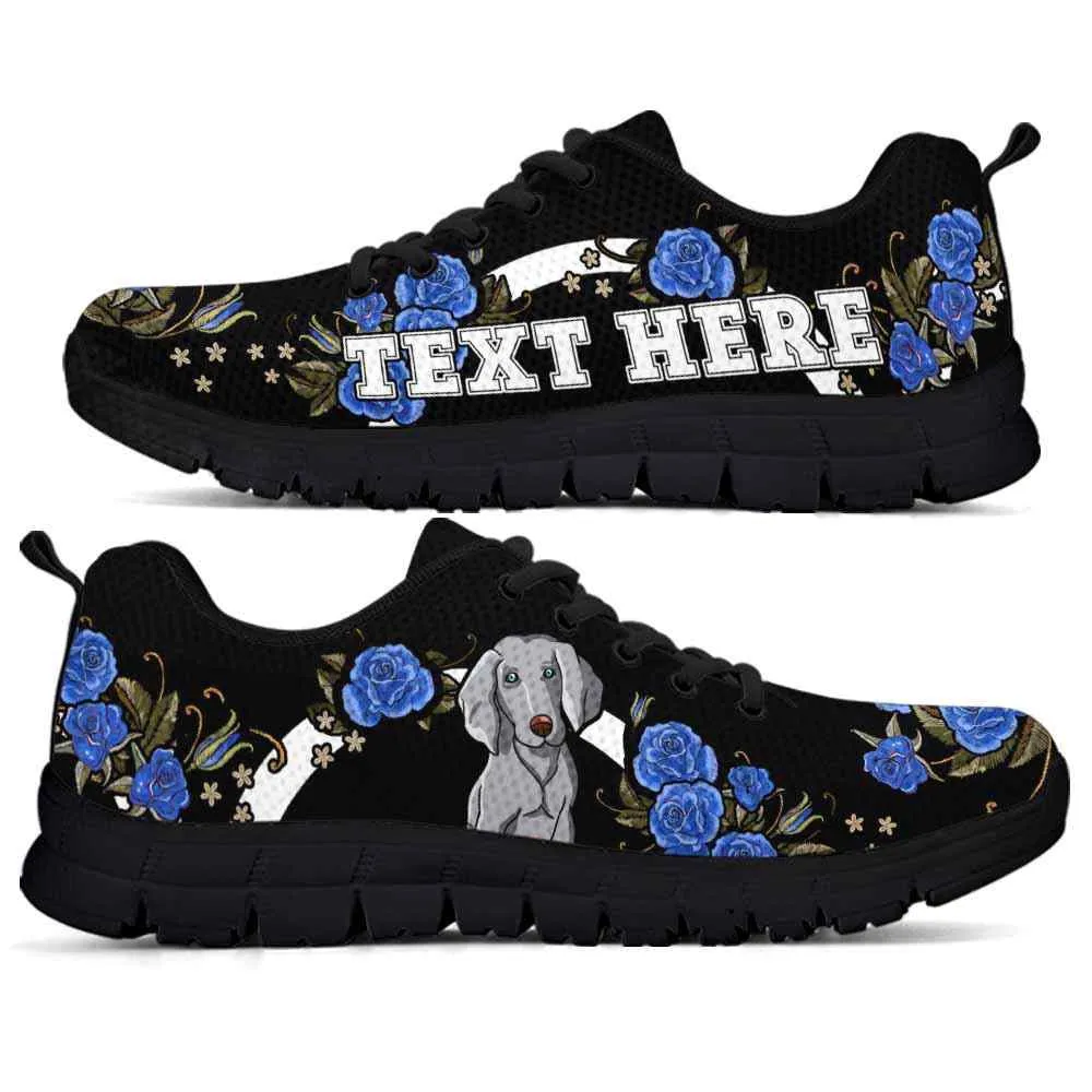 Custom Name Weimaraner Sneaker, Weimaraner Dog Lovers Sneakers Gym Rose Blue Flower Running Shoes, Best Running Shoes