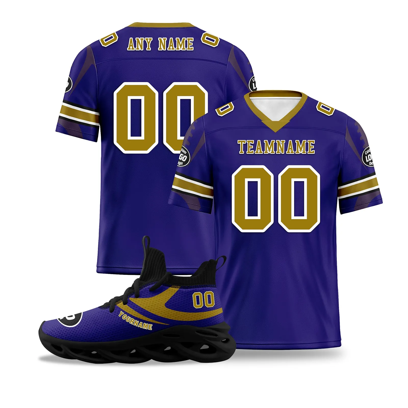 Custom Purple Baltimore Football Jersey and Sports Shoes Combo Offer Personalized Combo ZH-D025008-4