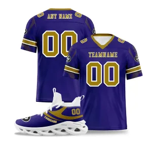 Custom Purple Baltimore Football Jersey and Sports Shoes Combo Offer Personalized Combo ZH-D025008-4