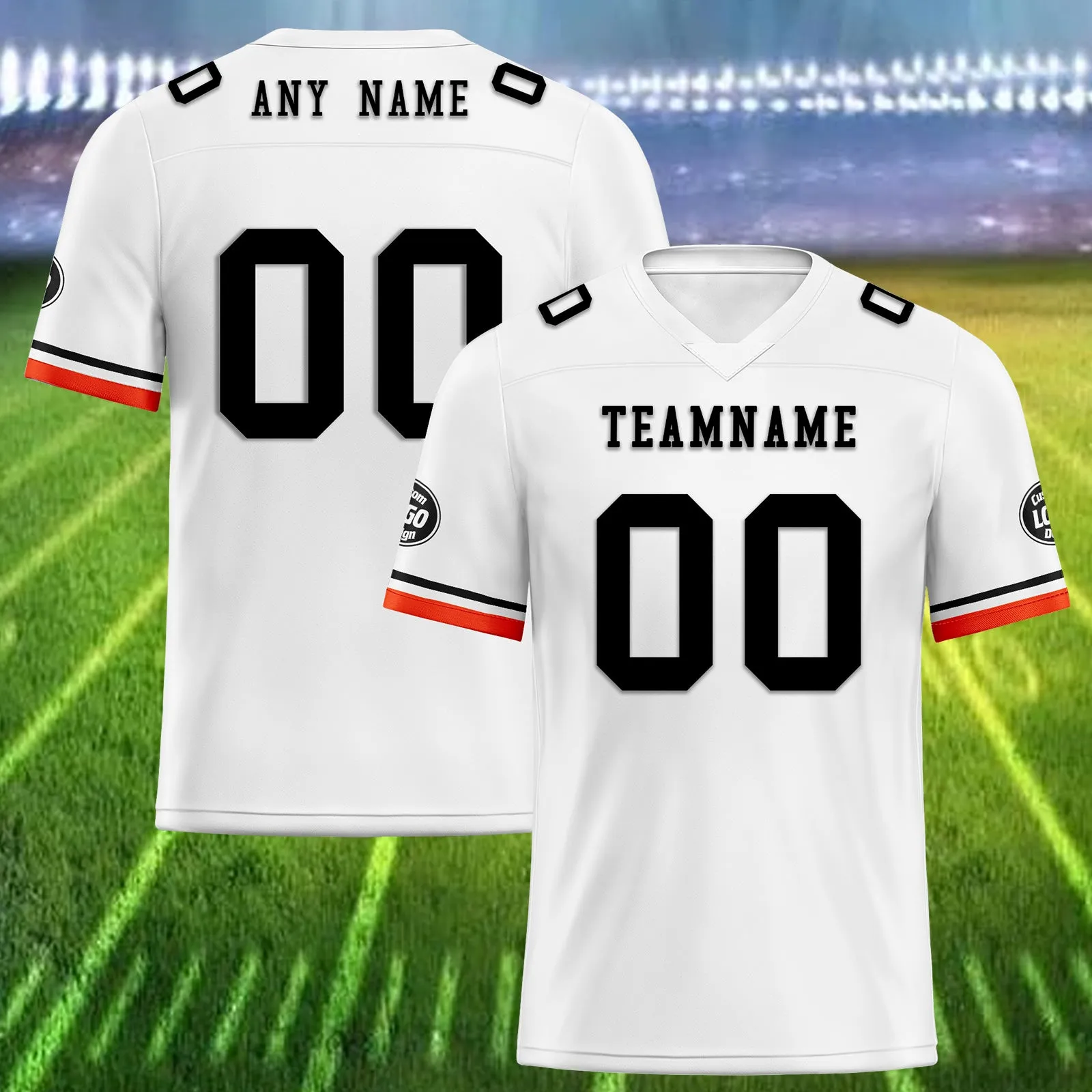 Custom White Orange Cleveland Football Jersey and Firesoul Sports Shoes Combo Offer Personalized Combo ZH-D020273-8