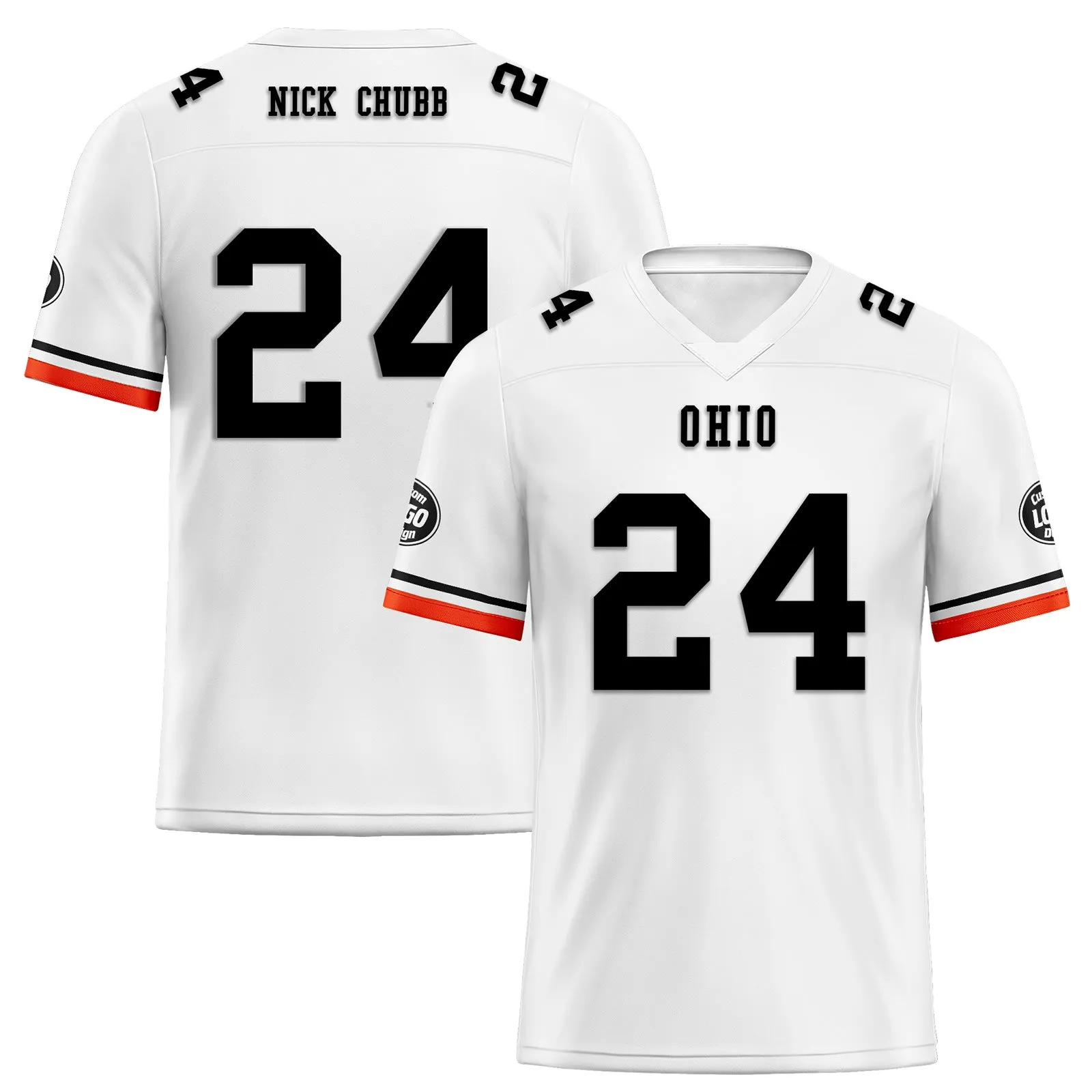 Custom White Orange Cleveland Football Jersey and Firesoul Sports Shoes Combo Offer Personalized Combo ZH-D020273-8