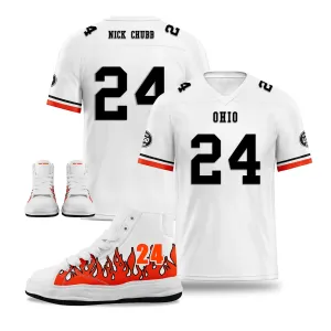 Custom White Orange Cleveland Football Jersey and Firesoul Sports Shoes Combo Offer Personalized Combo ZH-D020273-8