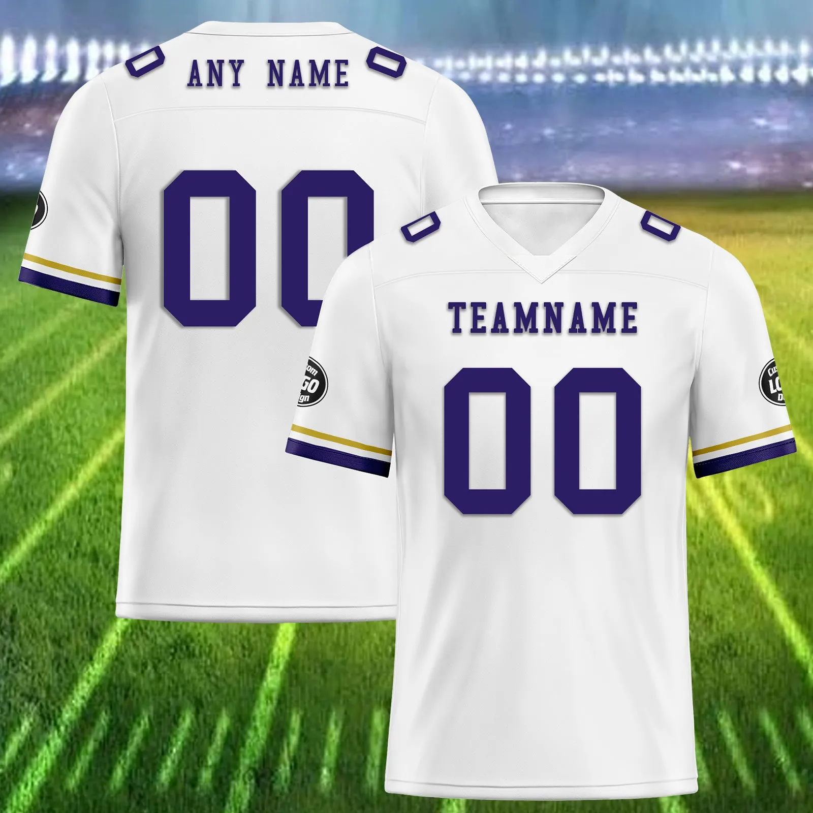 Custom White Purple Baltimore Football Jersey and Firesoul Sports Shoes Combo Offer Personalized Combo ZH-D020273-2