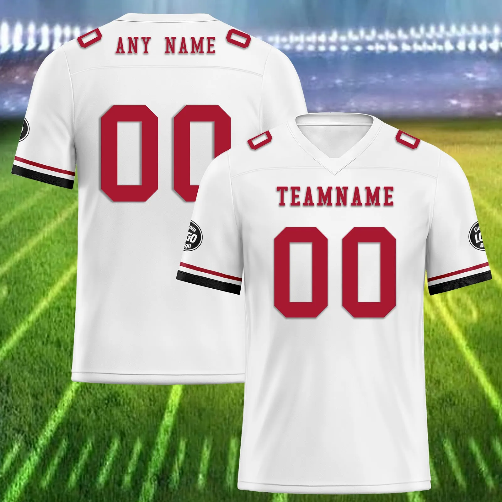 Custom White Red Black Atlanta Football Jersey and Firesoul Sports Shoes Combo Offer Personalized Combo ZH-D020273-3