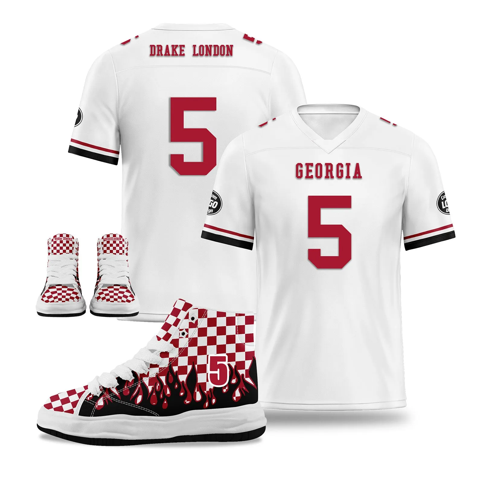 Custom White Red Black Atlanta Football Jersey and Firesoul Sports Shoes Combo Offer Personalized Combo ZH-D020273-3