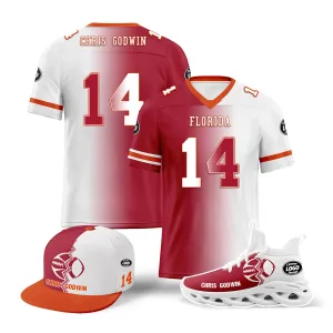 Custom White Red Florida Football Jersey MaxSoul Shoes and Hat Combo Offer Personalized Combo ZH-D028018-15