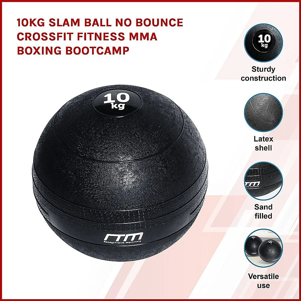 Durable 10kg No Bounce Slam Ball, Black for CrossFit, MMA