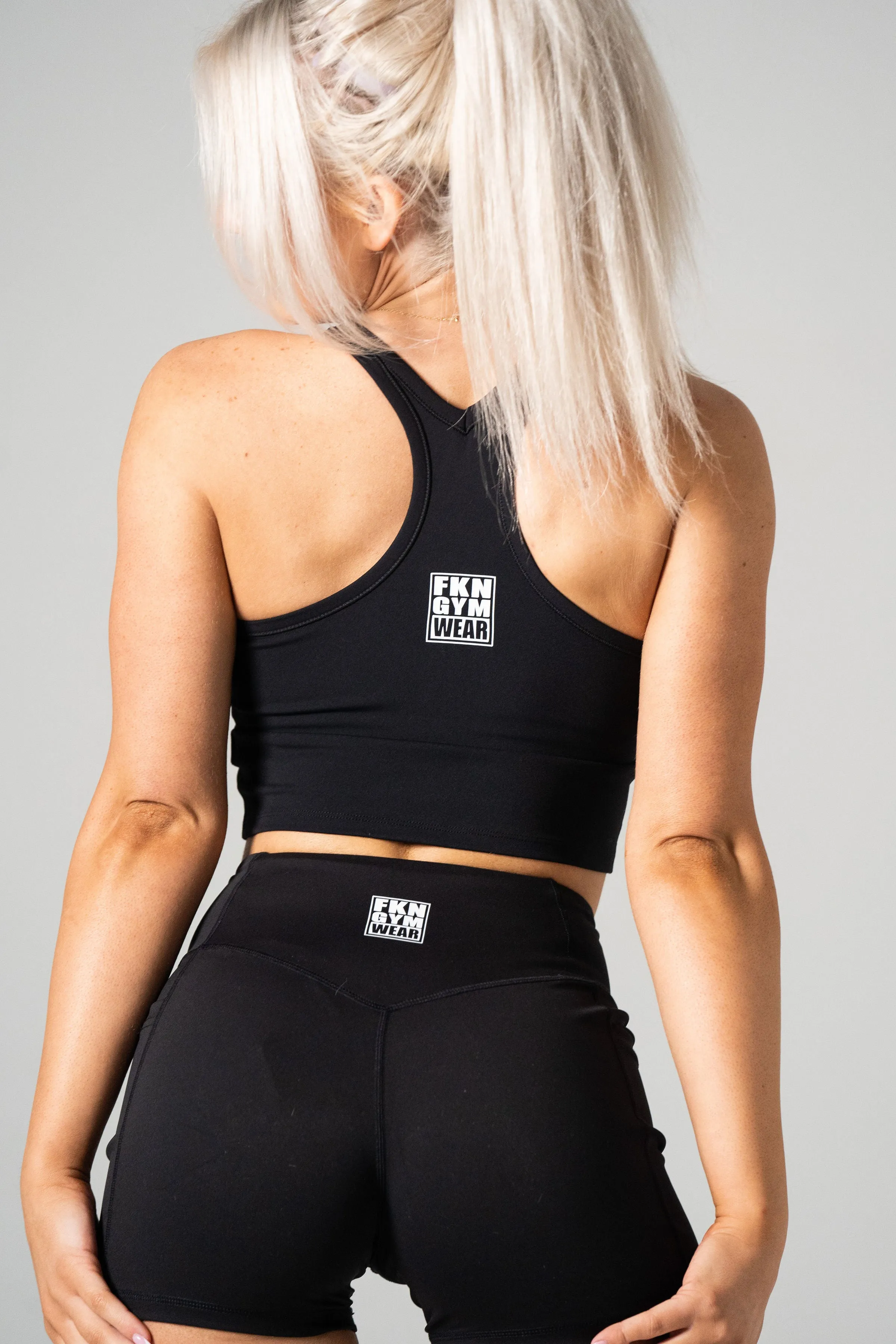 Flawless | Built In Bra Women's Gym Crop Singlet | Black