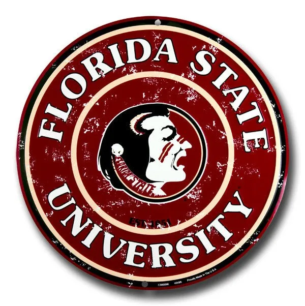 Florida State University Seminoles  Embossed Metal Circular Sign