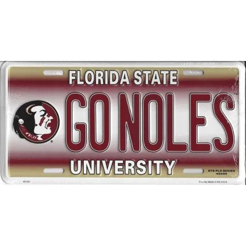 Florida State University Seminoles Go Noles Novelty License Plate