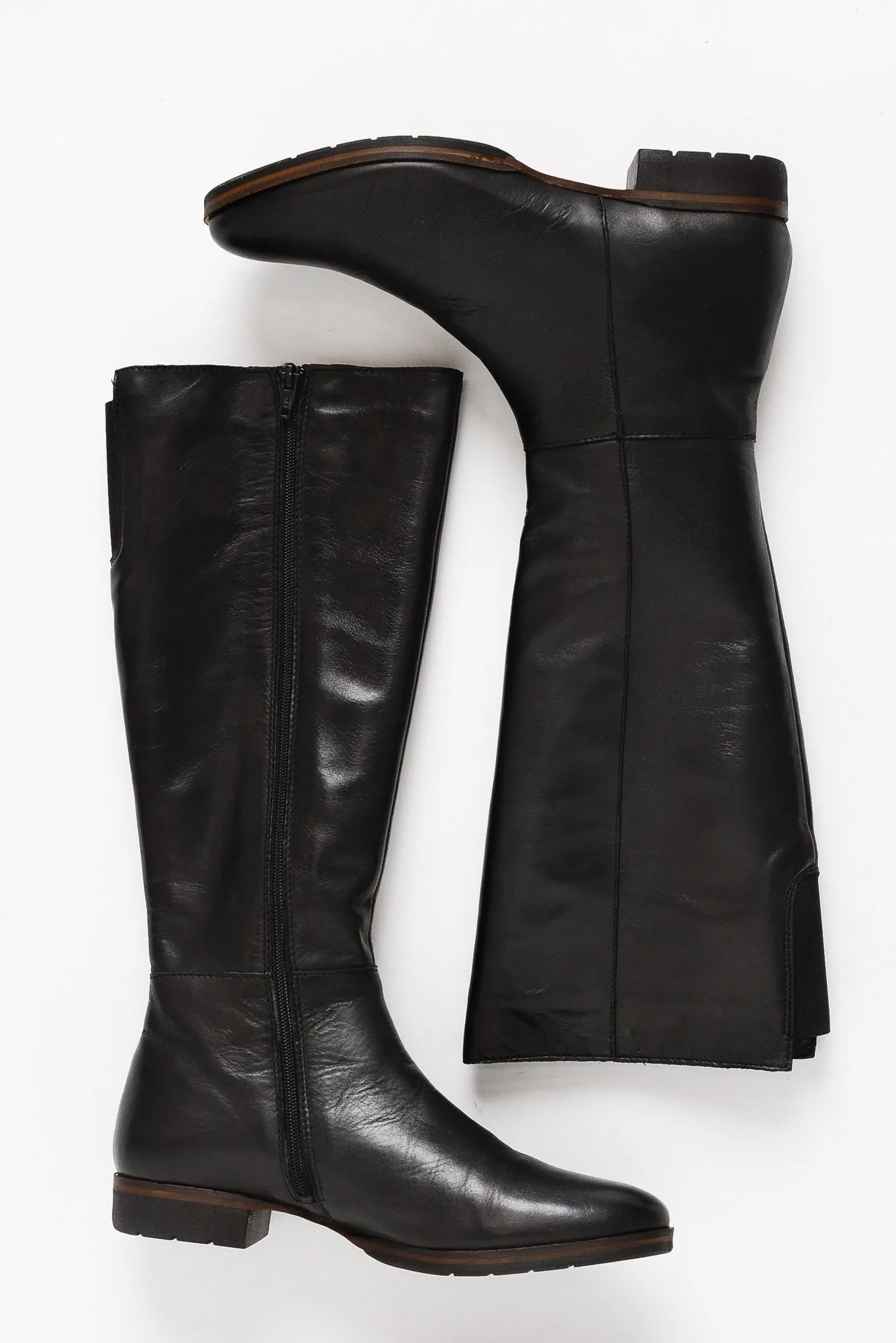 Gaetan Black Leather Long Boot