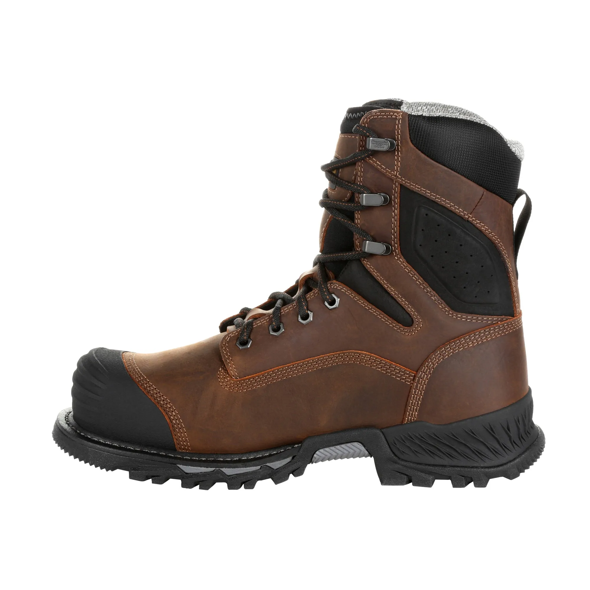 Georgia Mens Black/Brown Leather Rumbler CT WP 8in Work Boots