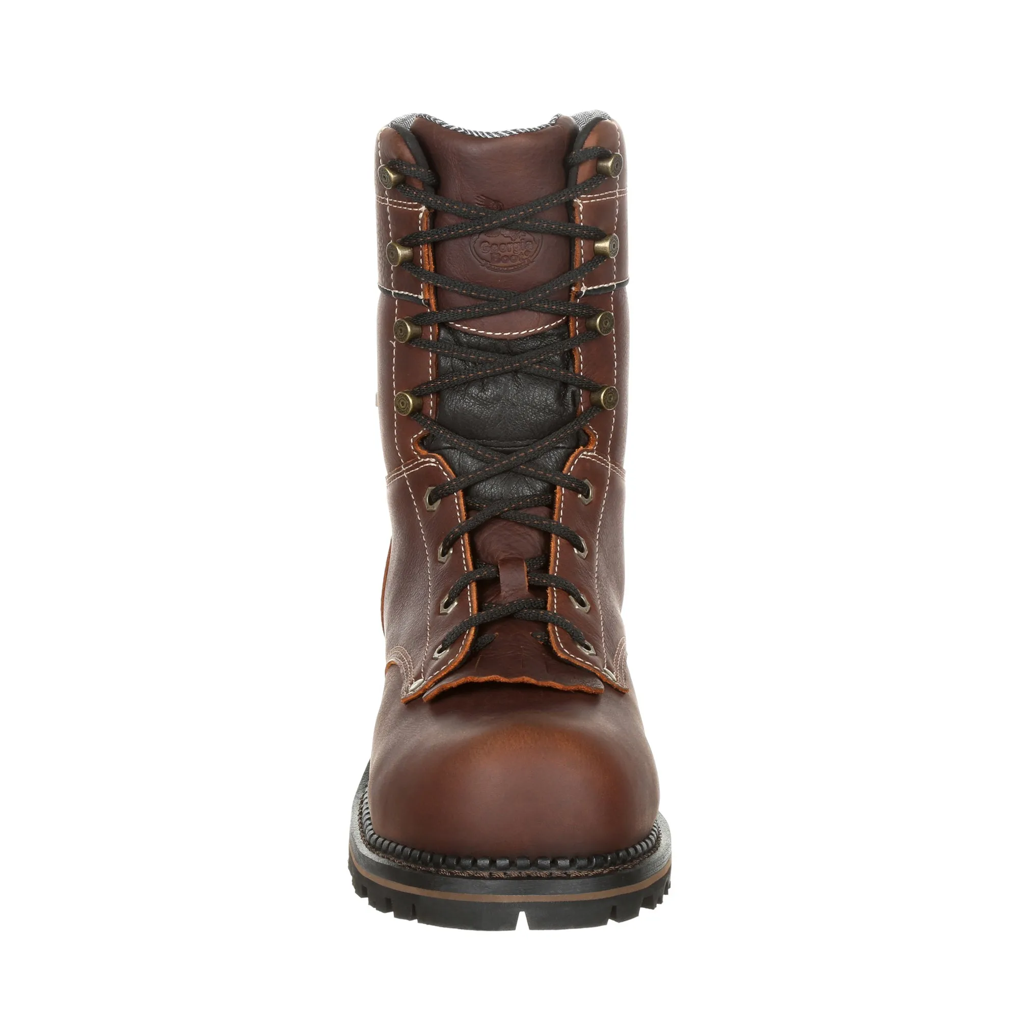 Georgia Mens Brown Leather SPR WP AMP CT Logger Boots