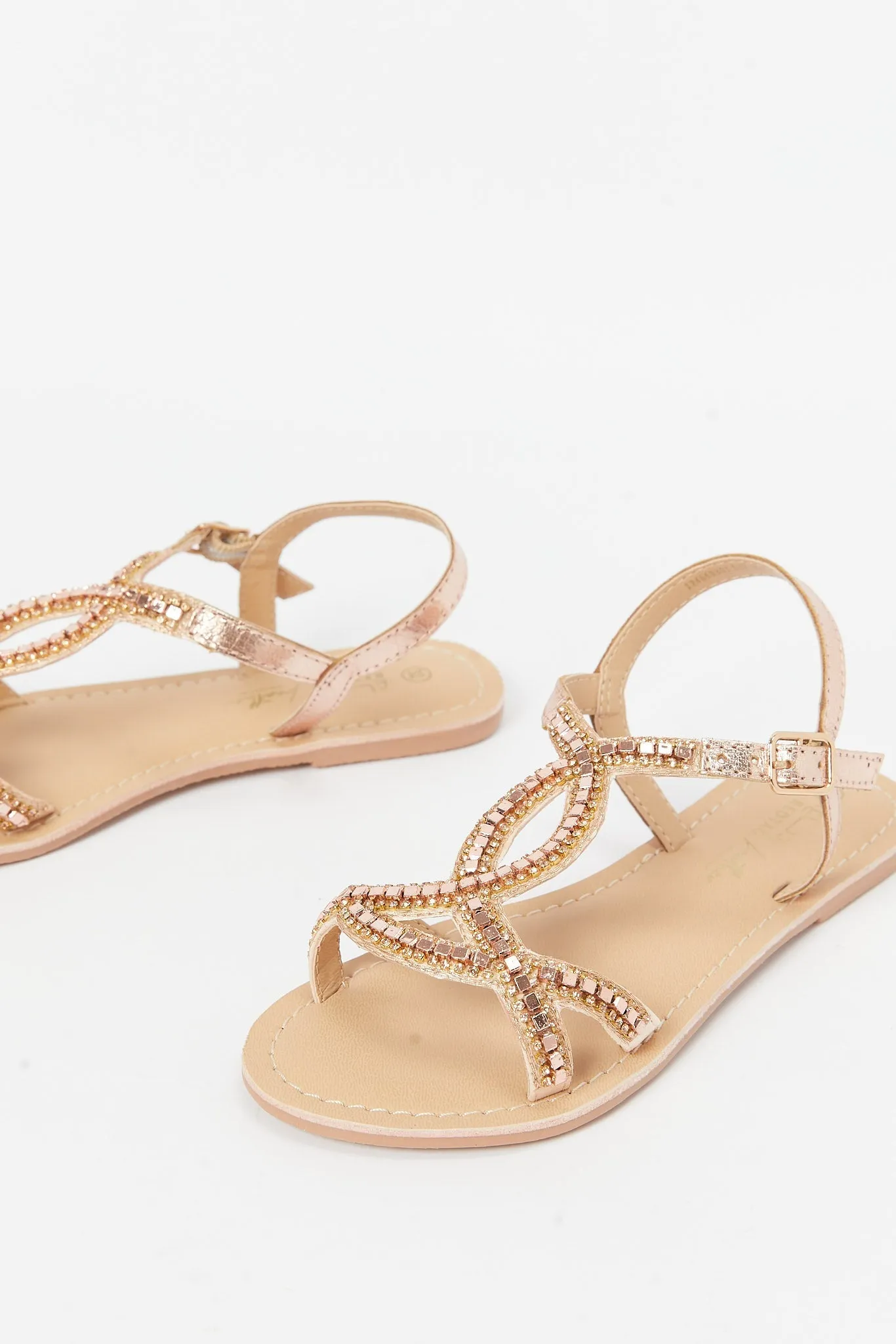 Girls Gold Festive Leather Sandal