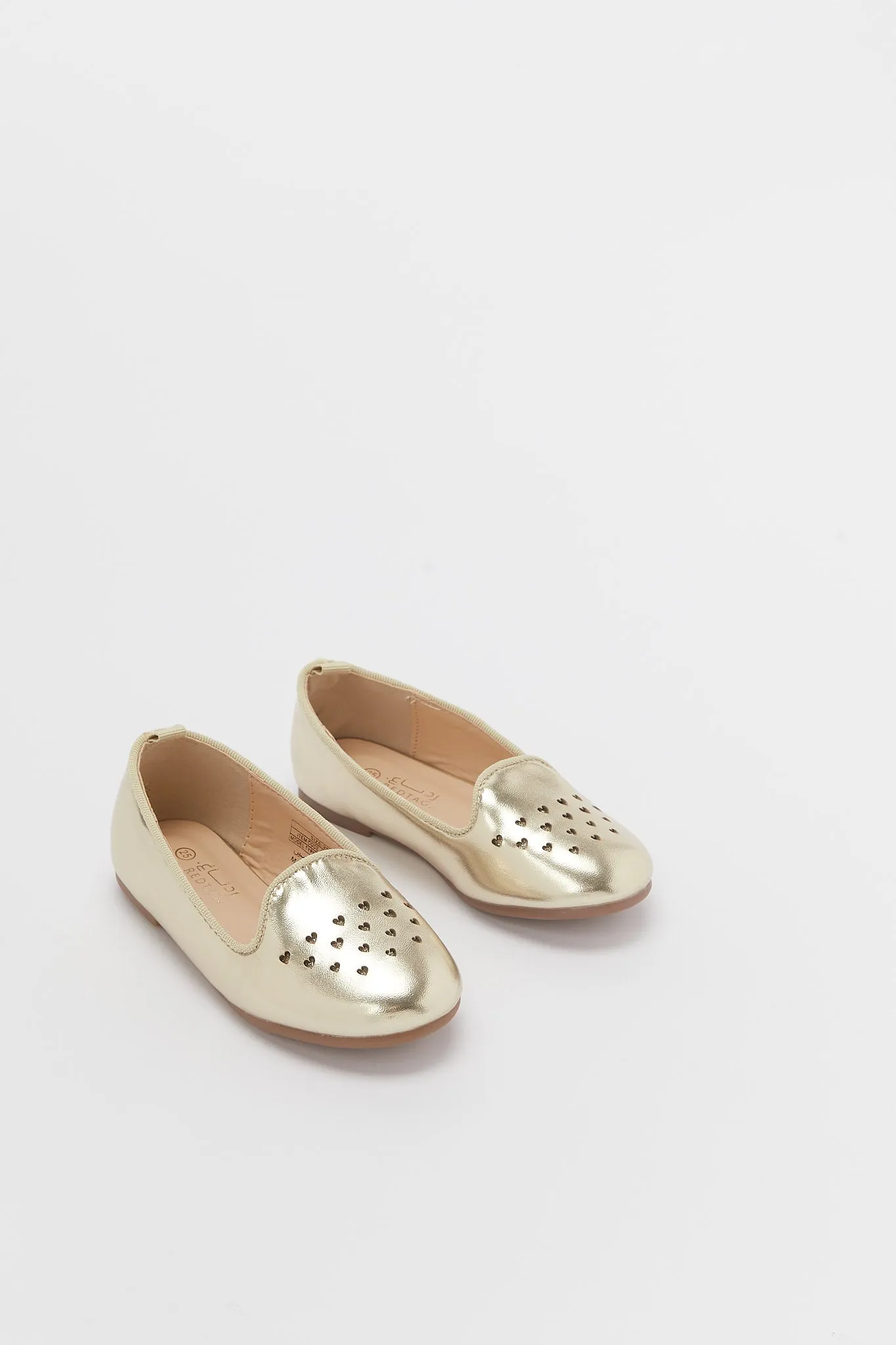 Girls Gold Heart Laser Cut Loafer