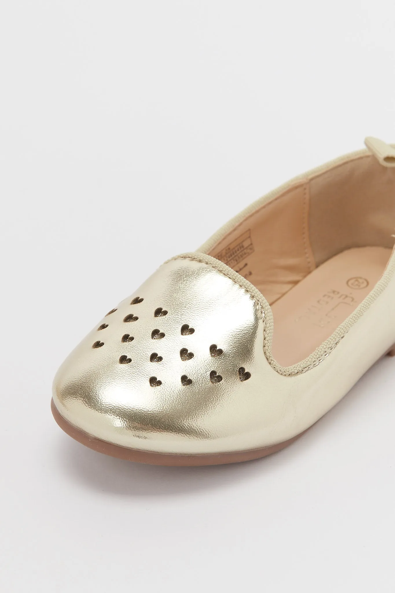 Girls Gold Heart Laser Cut Loafer