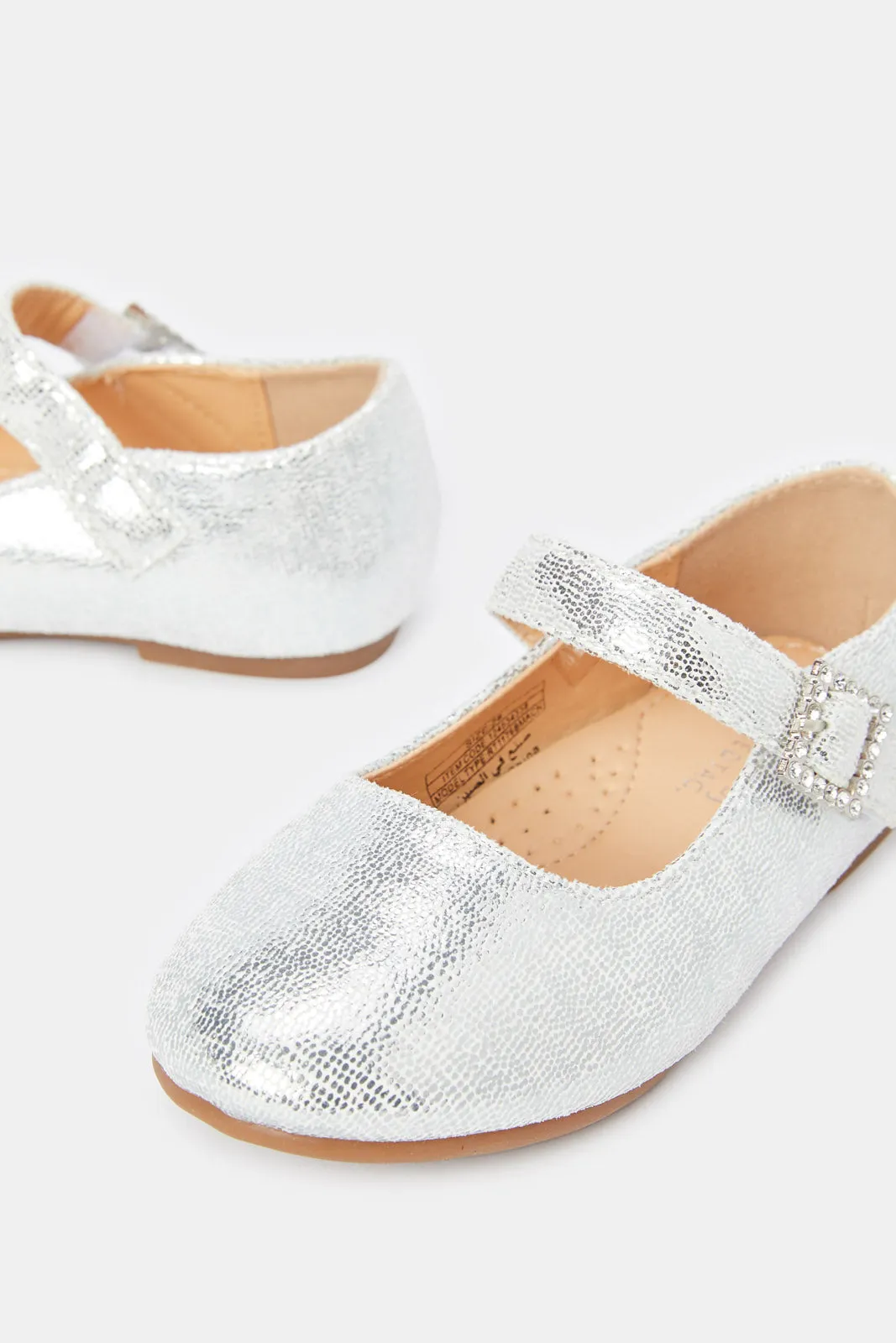 Girls Silver Buckle Ballerina