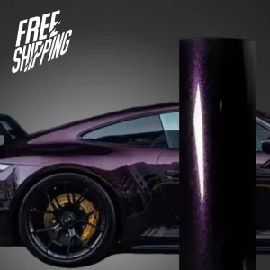 Gloss Metallic Glitter Black Purple Car Wrap