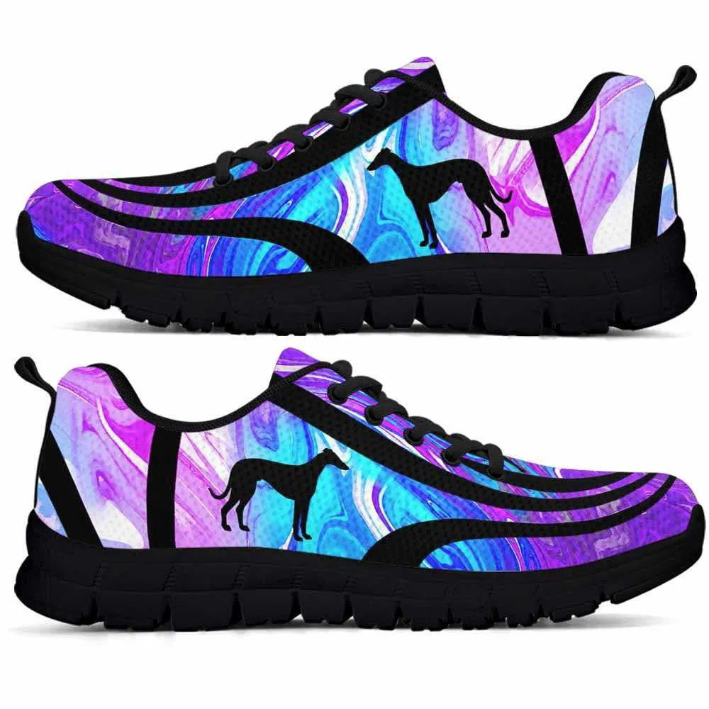 Greyhound Sneaker, Greyhound Dog Lovers Blue Purple Wave Sneakers Gym Running Shoes Gift Women Men, Greyhound Shoes