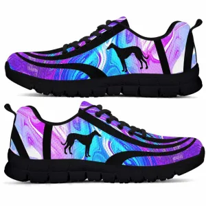 Greyhound Sneaker, Greyhound Dog Lovers Blue Purple Wave Sneakers Gym Running Shoes Gift Women Men, Greyhound Shoes