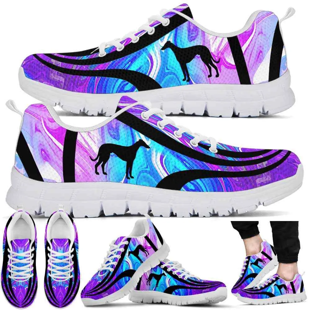 Greyhound Sneaker, Greyhound Dog Lovers Blue Purple Wave Sneakers Gym Running Shoes Gift Women Men, Greyhound Shoes