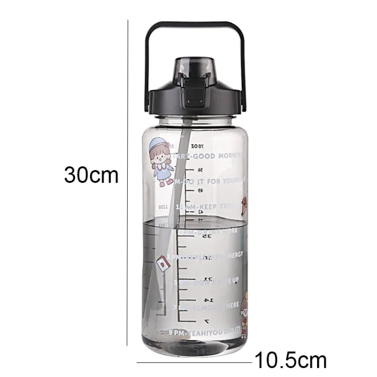 GYBL4503 2000ml Large-capacity Outdoor Sports Water Bottle with Straw, Spec: Purple