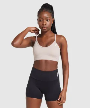 Gymshark V Neck Training Sports Bra - Taupe