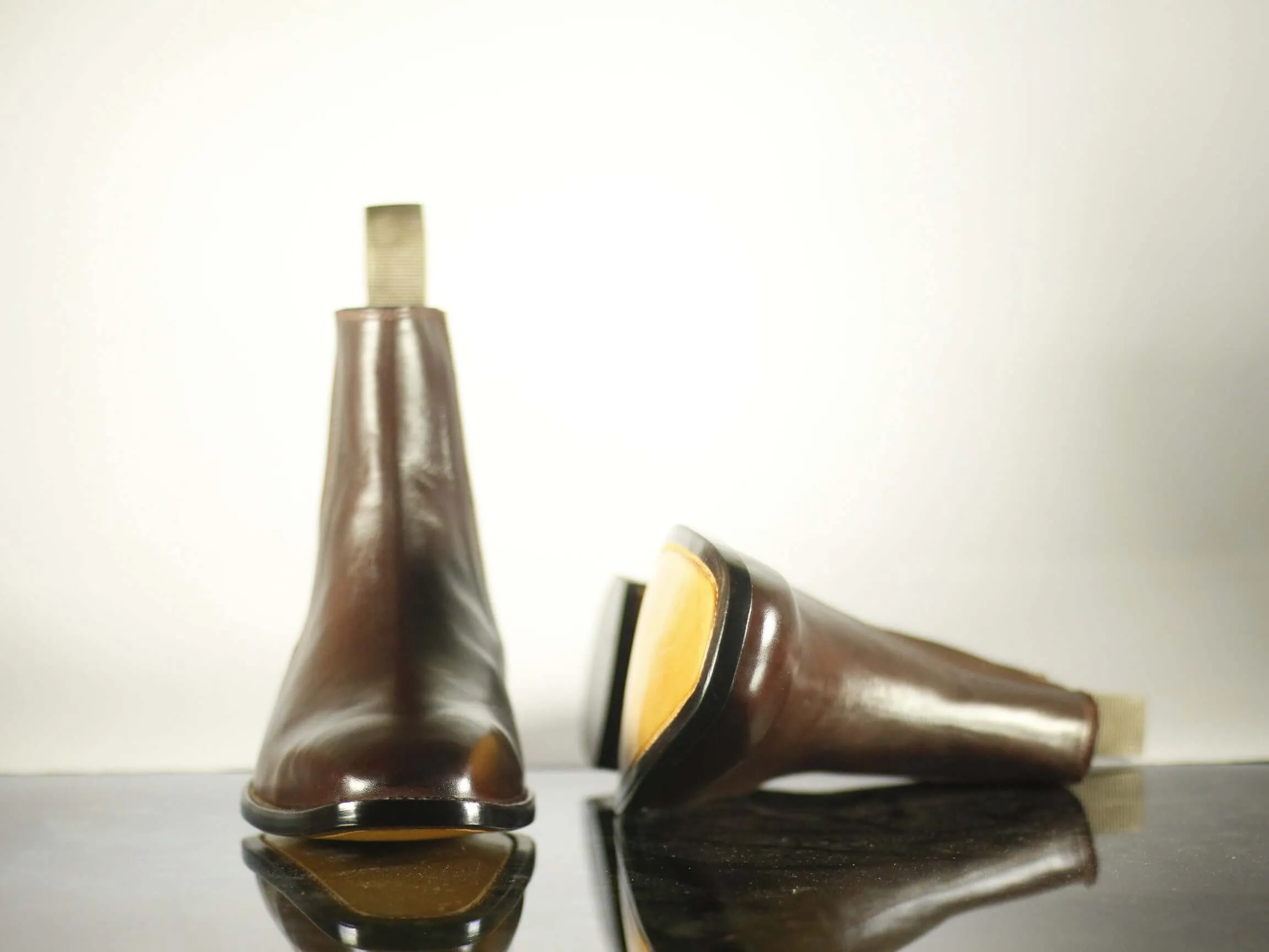 Handmade Ankle High Brown Leather Chelsea Boot