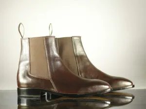 Handmade Ankle High Brown Leather Chelsea Boot