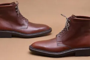 Handmade Brown Leather Ankle Lace Up Boot