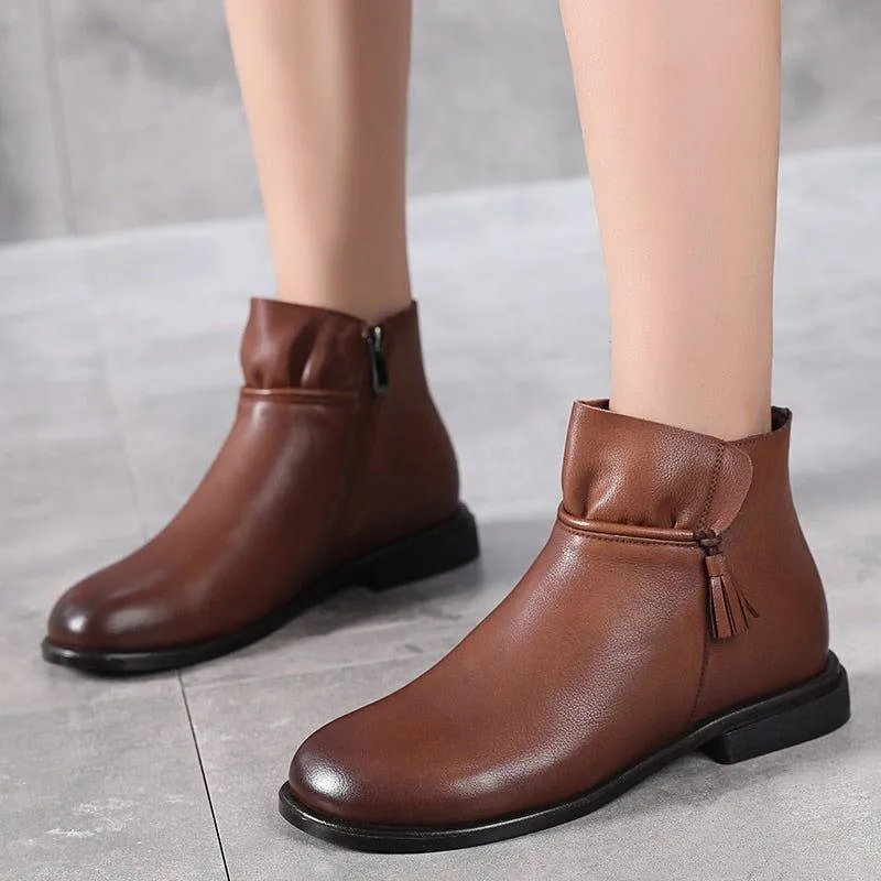 Handmade Leather Ankle Boots GCSV13 - Soft Women's Casual Shoes