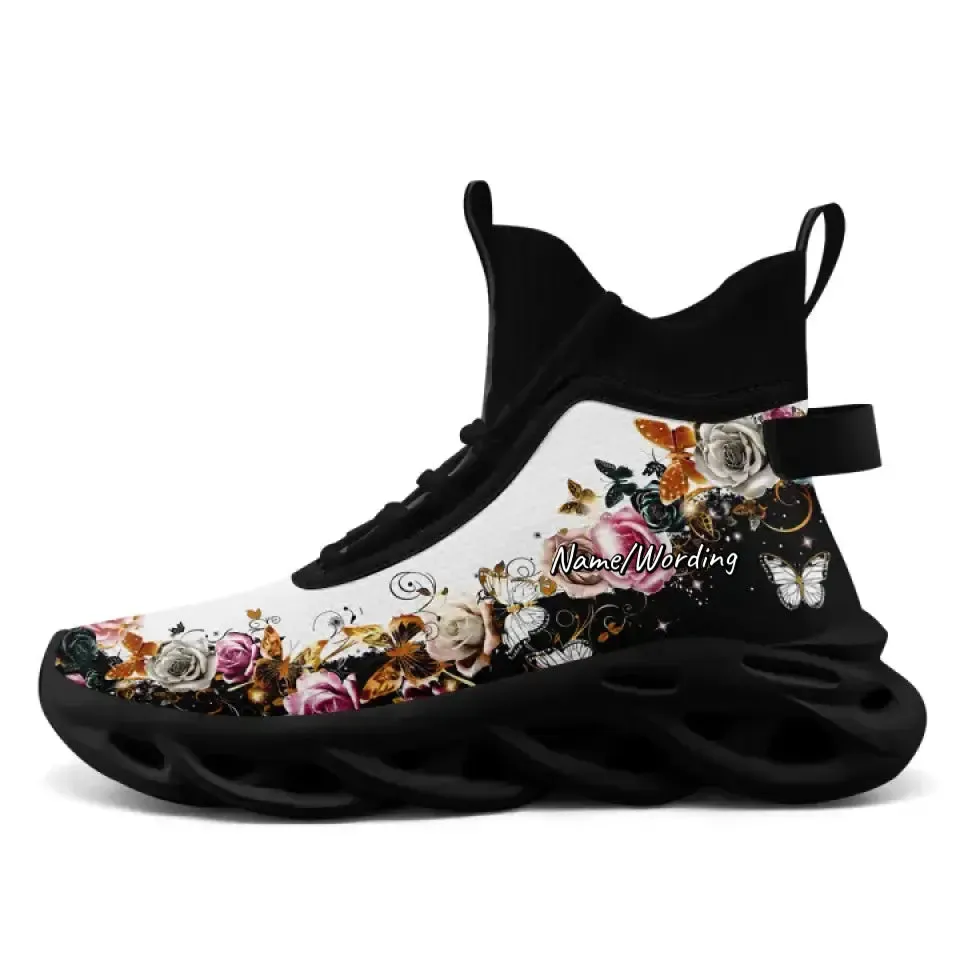 Holiday Gifts,Personalized Slip on Walking Shoes, Custom Lightweight Mesh Gym Shoes, Flower Graphic Design