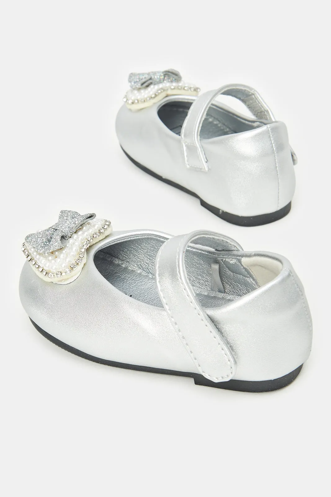 Infant Girls Grey Bow Trim Ballerina