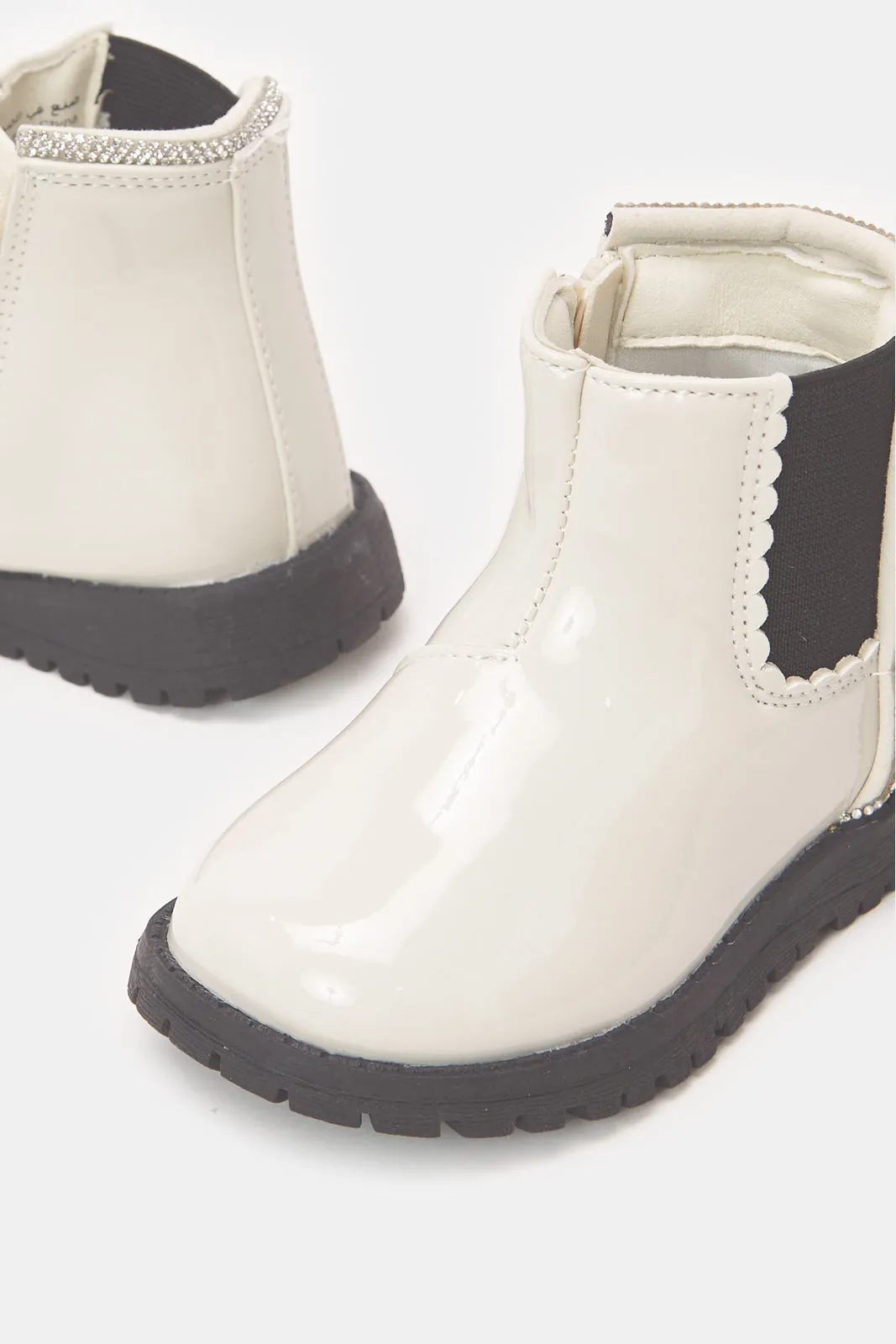 Infant Girls White Patent Ankle Boots