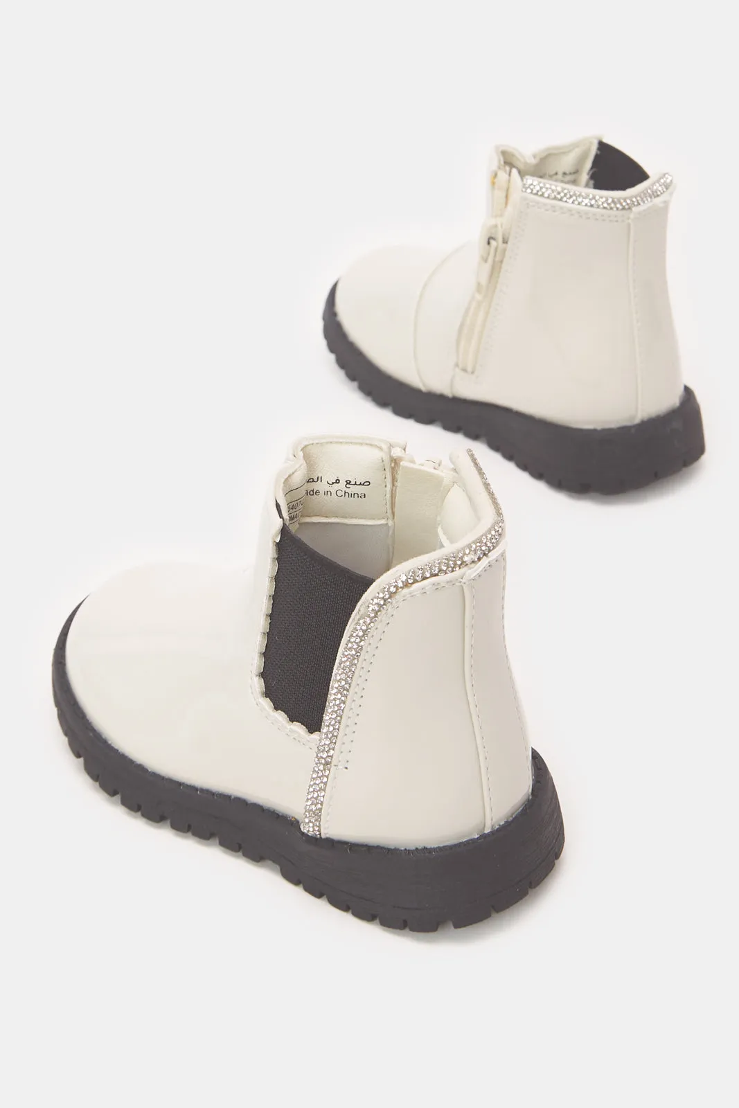 Infant Girls White Patent Ankle Boots