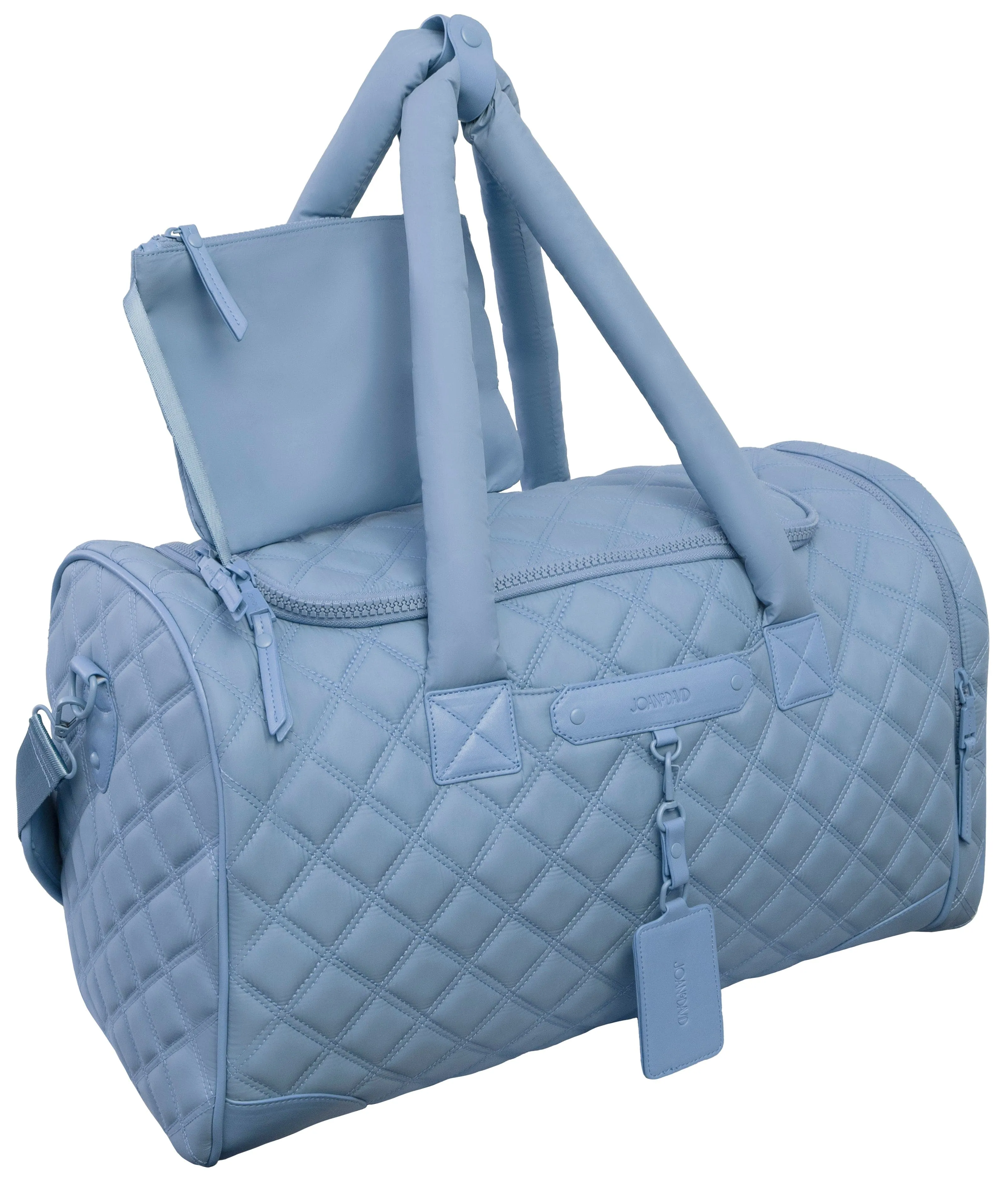 Joan & David 22 Inch Diamond Quilted Parachute Nylon Shoe Pocket Duffel Bag