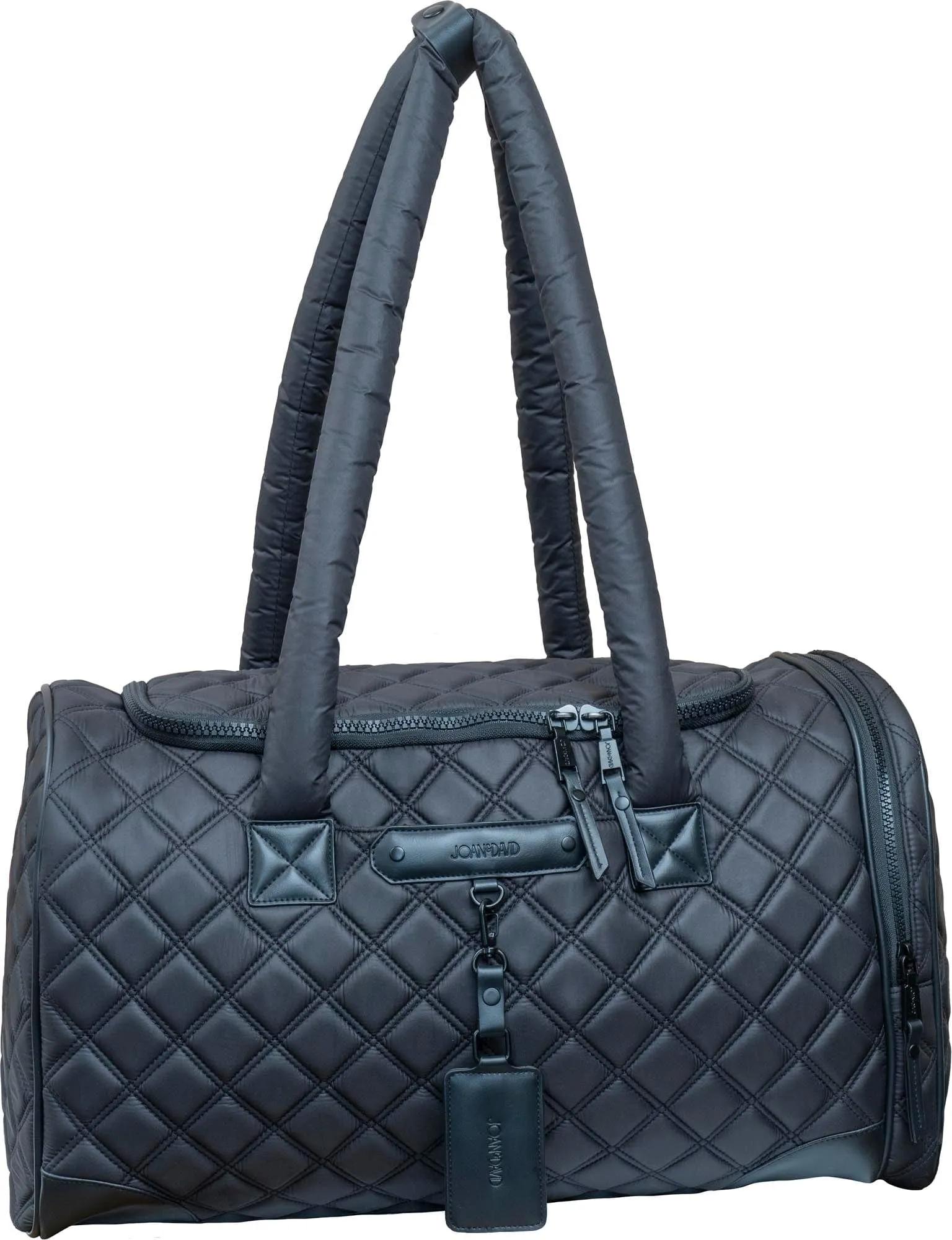 Joan & David 22 Inch Diamond Quilted Parachute Nylon Shoe Pocket Duffel Bag