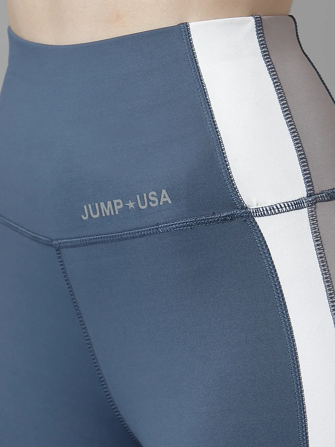 JUMP USA Women Ensign Blue Solid Rapid-Dry Seamless Tights