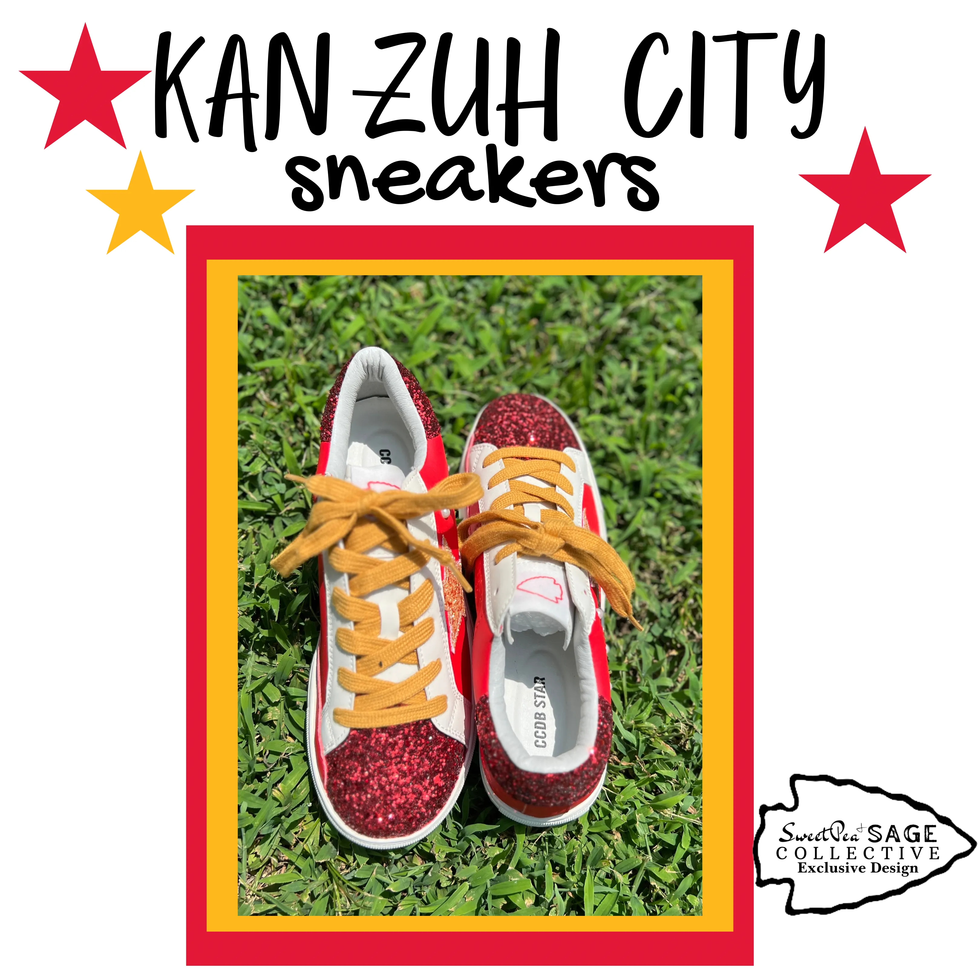 KAN ZUH CITY ‘Chiefs’ Custom Retro Game Day Sneaker Shoe