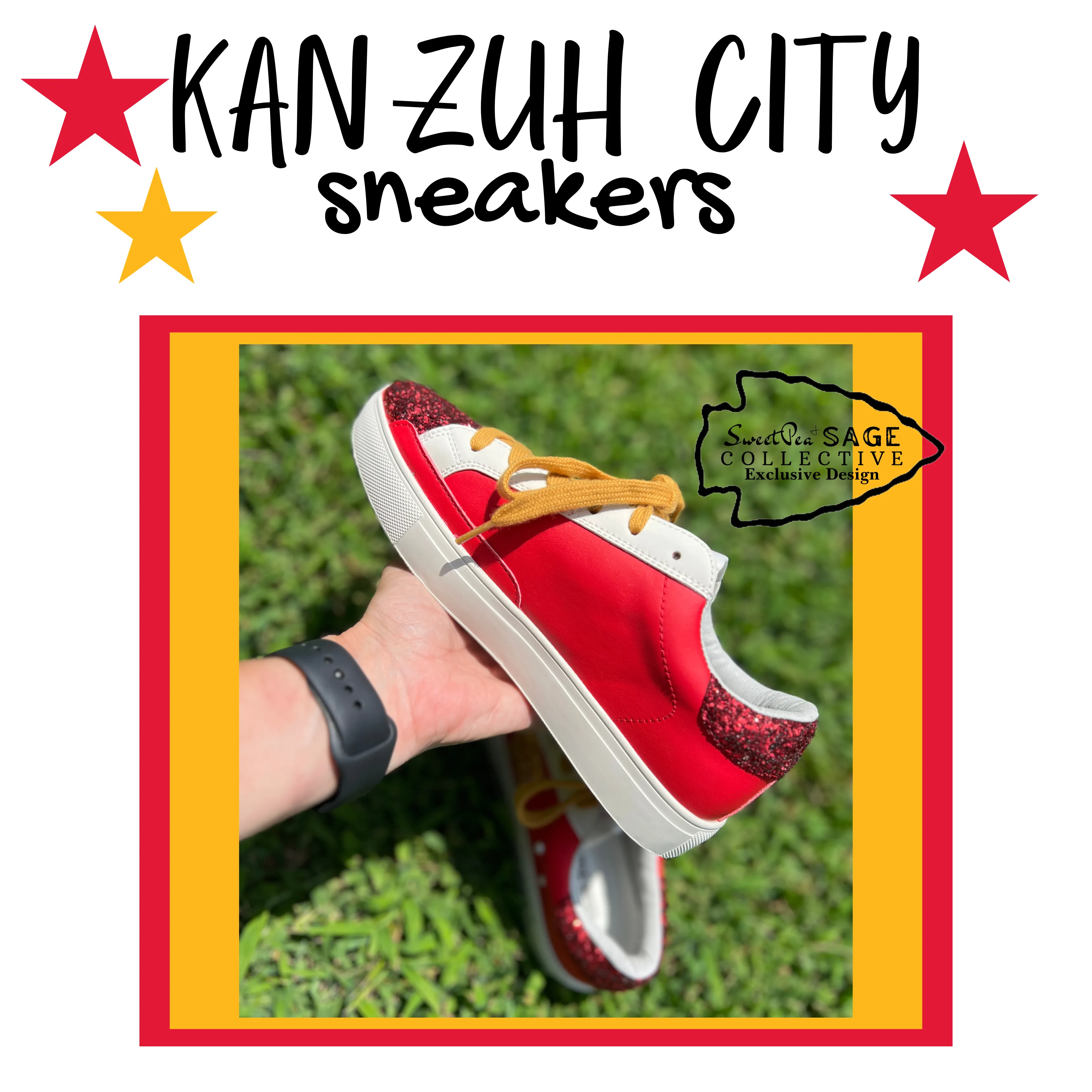 KAN ZUH CITY ‘Chiefs’ Custom Retro Game Day Sneaker Shoe